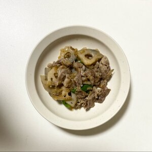 蓮根と豚肉の甘酢炒め